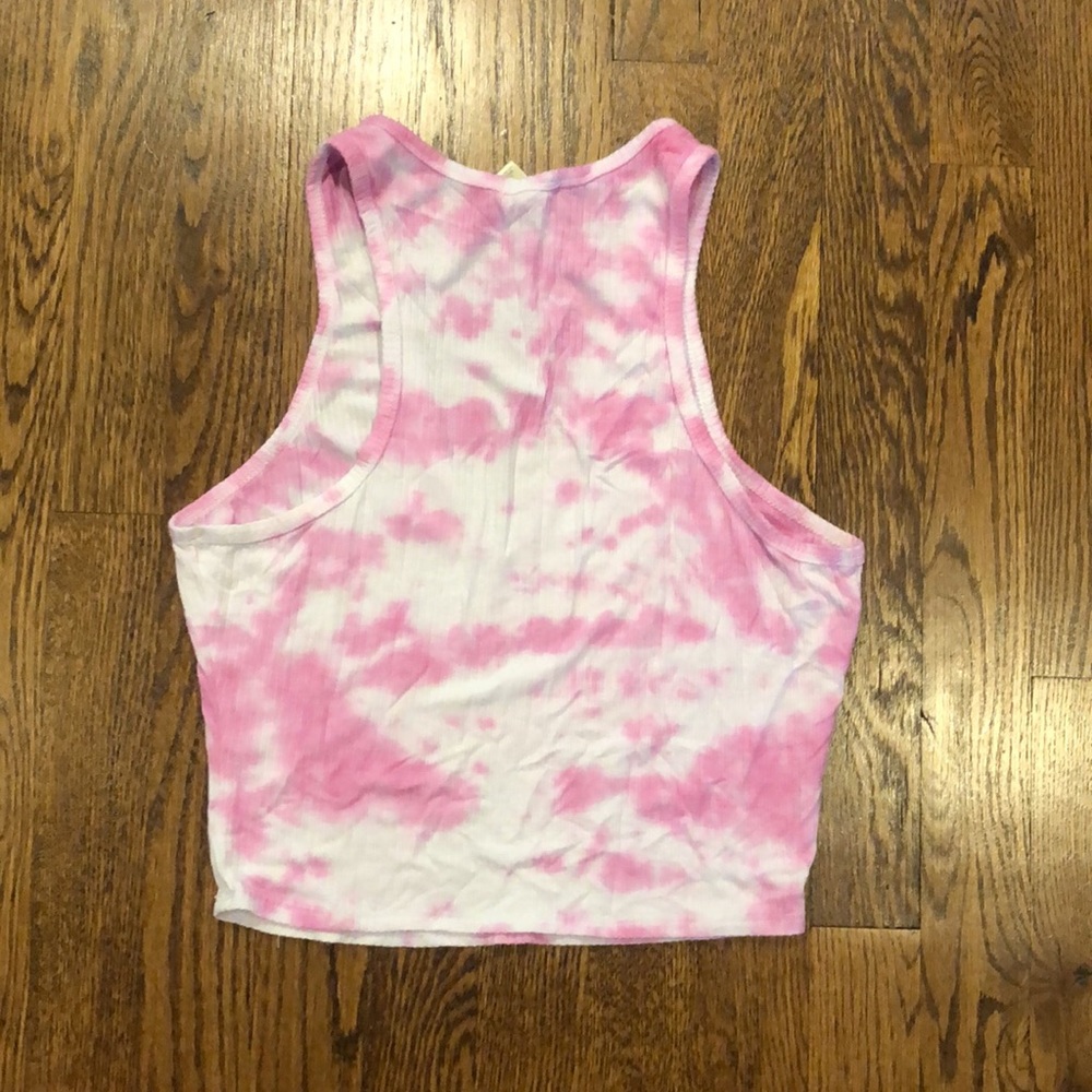 Bozzolo pink tie-dye cropped tank top v-neck size L juniors - Picture 3 of 3